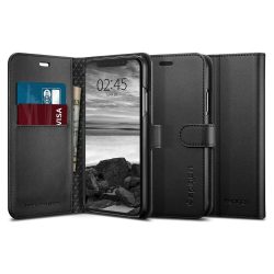 Spigen Wallet S iPhone X/Xs oldalra nyíló tok, fekete