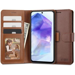 Tech-Protect Wallet Samsung Galaxy A55 5G oldalra nyíló tok, barna