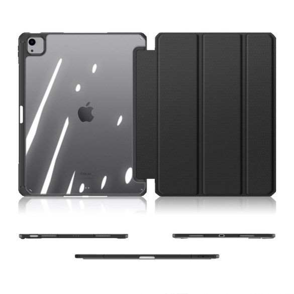 Dux Ducis Toby case iPad Air 13 (2024)/iPad Pro 12.9" (2018-2022) oldalra nyíló okos tok, érintőceruza tartóval, fekete