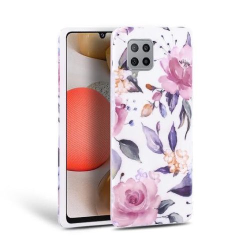 Tech-Protect Floral Samsung Galaxy A42 hátlap, tok, mintás, fehér