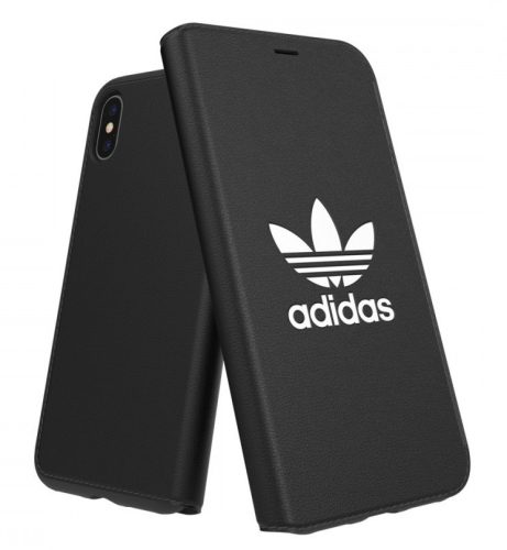 Adidas Original Booklet Case Basic iPhone X/Xs oldalra nyíló tok, fekete-fehér