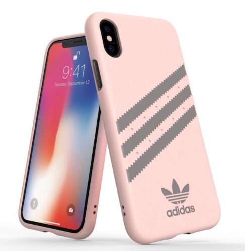 Adidas Original Gazelle iPhone X/Xs hátlap, tok, rózsaszín-ezüst