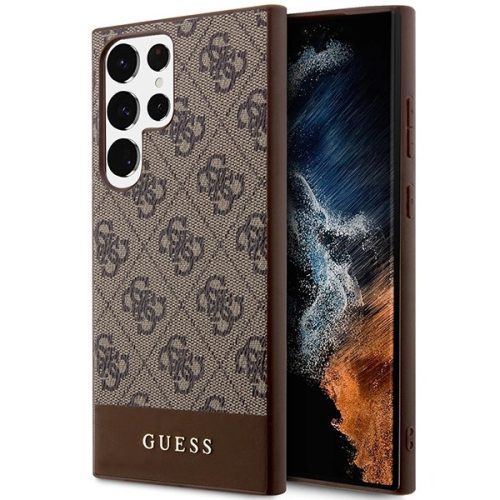 Guess GUHCS23LG4GLBR Samsung Galaxy S23 Ultra hátlap, tok 4G Stripe Collection, barna