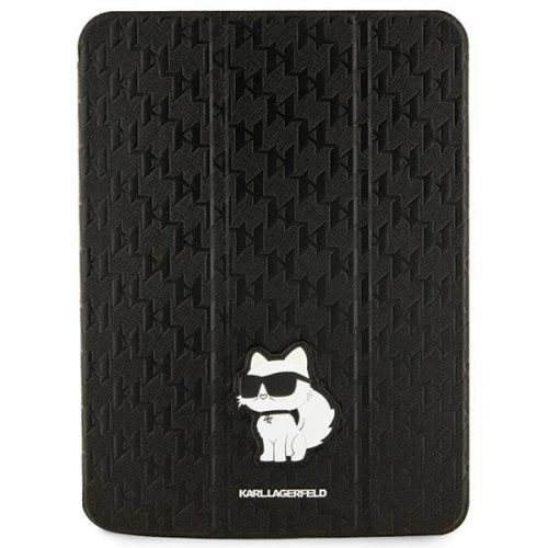 Karl Lagerfeld KLFC11SAKHPCK Saffiano Monogram Choupette iPad 10.9" Folio Magnet Allover oldalra nyíló tok, fekete