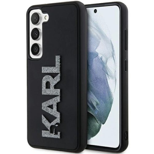 Karl Lagerfeld KLHCS23S3DMBKCK 3D Rubber Glitter Logo Samsung Galaxy S23, hátlap, tok, fekete