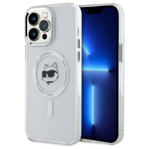 Karl Lagerfeld KLHMP14XHLSCHH iPhone 14 Pro Max 6.7" IML Metal Choupette Head MagSafe tok, fehér