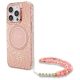 Guess GUHMP16LHCPOFPP iPhone 16 Pro 6.3", tok, rózsaszín hardcase IML Flowers Allover Electro With Pearl Strap MagSafe