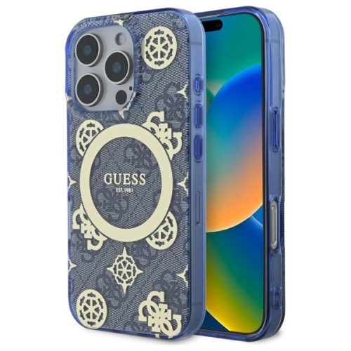 Guess GUHMP16XH4PYEEB iPhone 16 Pro Max, 6.9" tok, kék hardcase IML Peony On 4G Background MagSafe