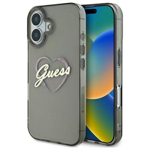 Guess GUHCP16SHCHGSPK iPhone 16 6.1" tok, fekete IML Heart