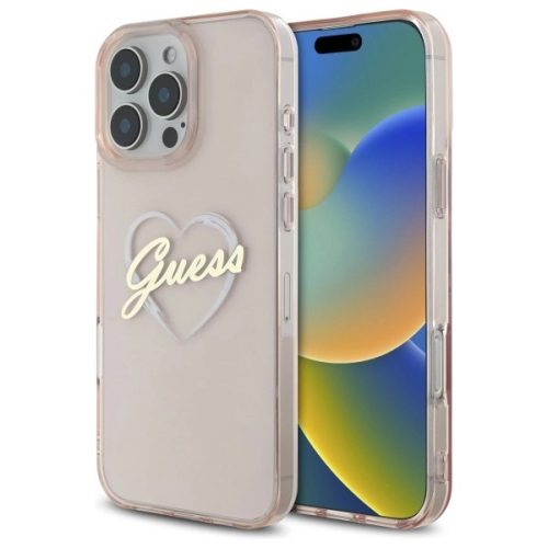 Guess GUHCP16LHCHGSPP iPhone 16 Pro 6.3" tok, rózsaszín hardcase IML Heart