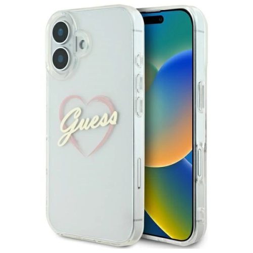 Guess GUHCP16MHCHGSPT iPhone 16 plus 6.7" tok, átlátszó hardcase IML Heart