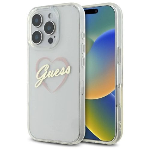 Guess GUHCP16XHCHGSPT iPhone 16 Pro Max 6.9" tok, átlátszó hardcase IML Heart