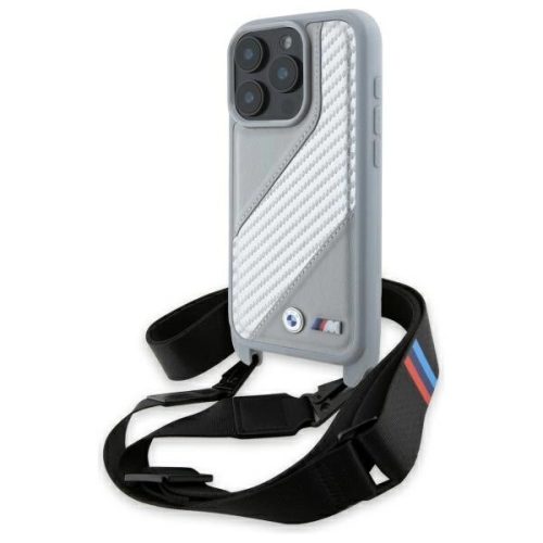 BMW BMHCP16L23PSCCG iPhone 16 Pro 6.3", tok, szürke hardcase M Edition Carbon Stripe & Strap