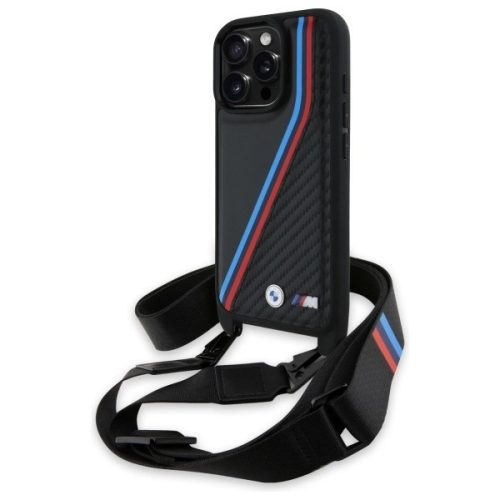 BMW BMHCP16X23PSVTK iPhone 16 Pro Max, 6.9" tok, fekete M Edition Carbon Tricolor Lines & Strap