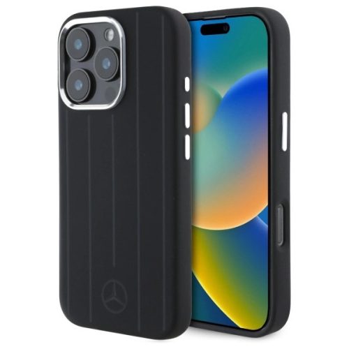 Mercedes MEHMP16L23SUVSK iPhone 16 Pro 6.3" tok, fekete hardcase Silicone Vertical Tonal Stripes MagSafe