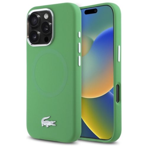 Lacoste LCHMP16LSMAN iPhone 16 Pro 6.3", tok, zöld hardcase Silicone Croco Logo MagSafe