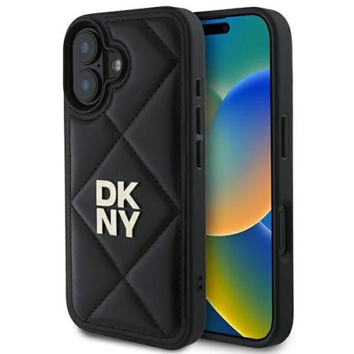 DKNY DKHCP16SPQDSLK iPhone 16 6.1" tok, fekete Quilted Stack Logo