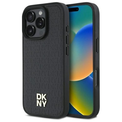 DKNY DKHMP16LPSHRPSK iPhone 16 Pro 6.3", hardcase tok, fekete Repeat Pattern Stack Logo MagSafe