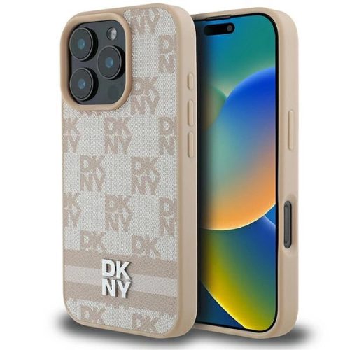 DKNY DKHCP16XPCPTSSP iPhone 16 Pro Max 6.9" tok, rózsaszín hardcase Checketok, piros Pattern & Printed Stripes