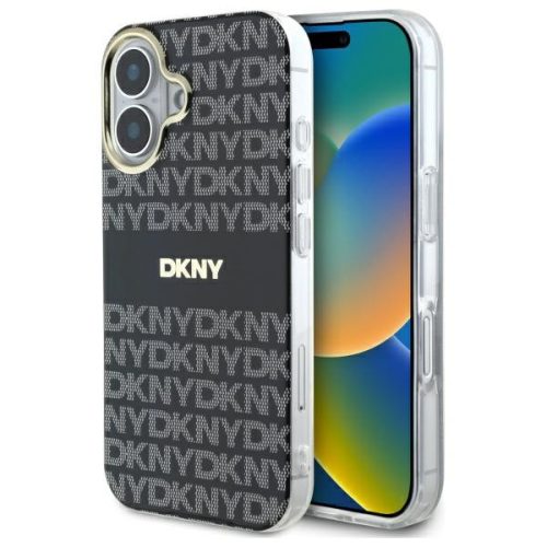 DKNY DKHMP16SHRHSEK iPhone 16 6.1", tok, fekete Repeat Texture Pattern With Stripe