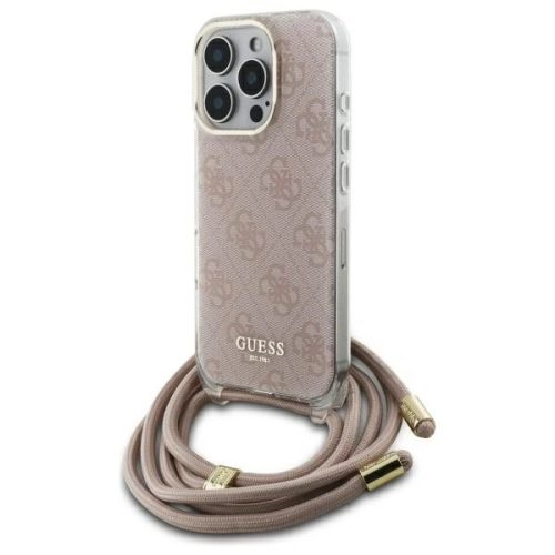 Guess GUHCP16LHC4SEP iPhone 16 Pro 6.3", tok, rózsaszín hardcase Crossbody Cord 4G Print