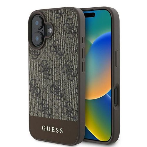 Guess case iPhone 16 Plus 6,7" GUHCP16MG4GLBR tok, barna hardcase 4G Bottom Stripe