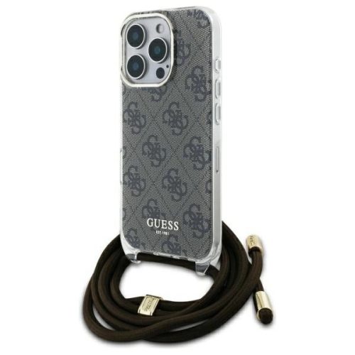 Guess GUHCP16XHC4SEW iPhone 16 Pro Max, 6.9" tok, barna hardcase Crossbody Cord 4G Print