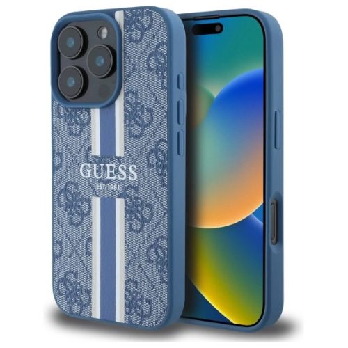 Guess GUHMP16XP4RPSB iPhone 16 Pro Max 6.9" tok, kék hardcase 4G Printed Stripes MagSafe