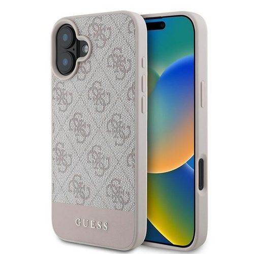 Guess case iPhone 16 Plus 6,7" GUHCP16MG4GLPI tok, rózsaszín hardcase 4G Bottom Stripe