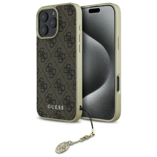 Guess GUHCP16LGF4GBR iPhone 16 Pro 6.3", tok, barna hardcase 4G Charms Collection