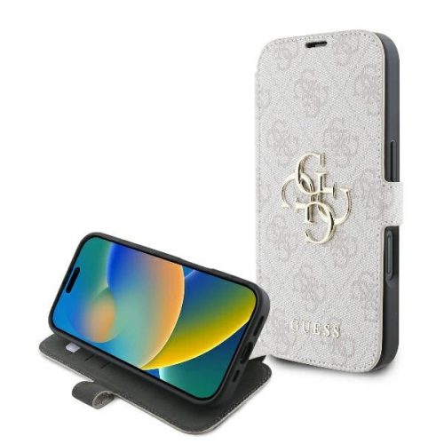 Guess GUBKP16S4GMGPI iPhone 16 6.1" oldalra nyíló tok, rózsaszín4G Metal Logo