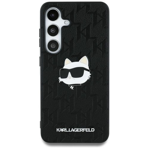 KARL LAGERFELD hátlap, tok SAMSUNG S25 Ultra KLHCS25LPGKLCHPK (PU Monogram Choupette Head Pin) tok, fekete