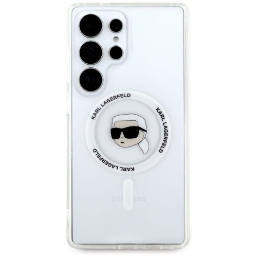 Karl Lagerfeld Button Karl Head Printed Logo MagSafe Samsung Galaxy S25 Ultra tok, fehér