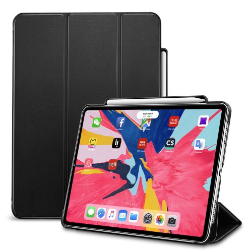 ESR iPad Pro 11 (2018) Yippee Pencil Holder oldalra nyíló okos tok, érintőceruza tartóval, fekete