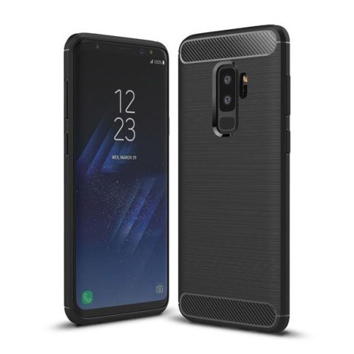 Carbon Case Flexible Samsung Galaxy S9 Plus hátlap, tok, fekete