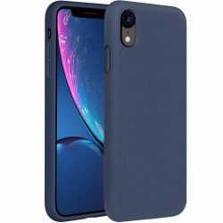   iPhone XR Silicone Case Soft Flexible Rubber hátlap, tok, sötétkék