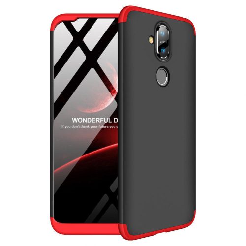 Full Body Case 360 Nokia 8.1/Nokia X7 hátlap, tok, fekete-piros