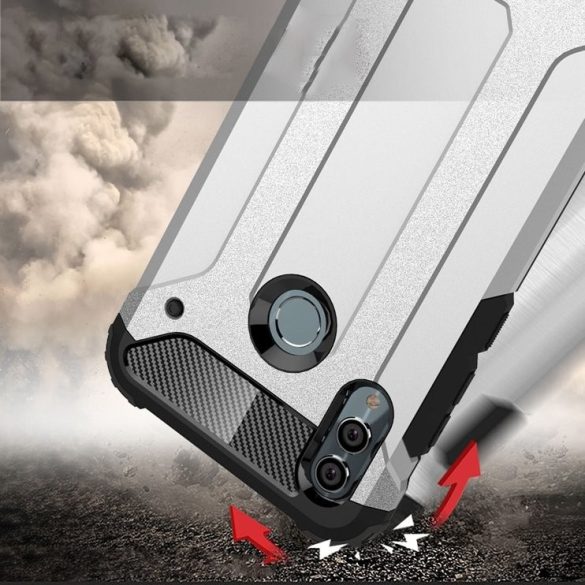 Hybrid Armor Tough Rugged Huawei P Smart (2019) ütésálló hátlap, tok, ezüst