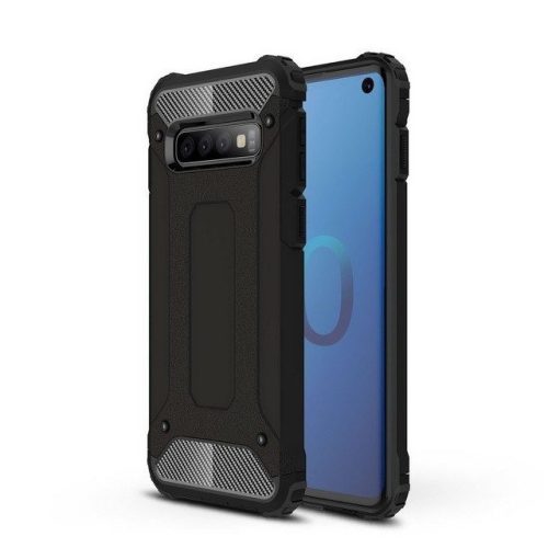 Hybrid Armor Tough Rugged Samsung Galaxy S10 ütésálló hátlap, tok, fekete