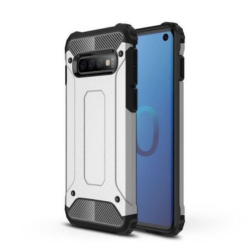 Hybrid Armor Tough Rugged Samsung Galaxy S10 ütésálló hátlap, tok, ezüst