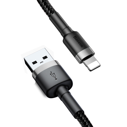 Baseus Cafule CALKLF-BG-1 USB Lightning adat- és töltőkábel, 3.0 gyorstöltés, 2.4A, 1m, fekete-szürke