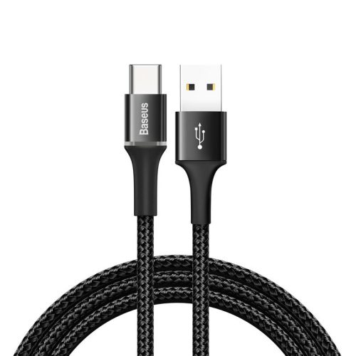 Baseus Halo Data Cable USB/USB- adat- és töltőkábel, LED fénnyel, 3A, 1m, fekete