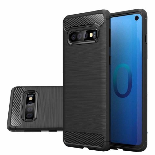 Carbon Case Flexible Samsung Galaxy S10 hátlap, tok, fekete