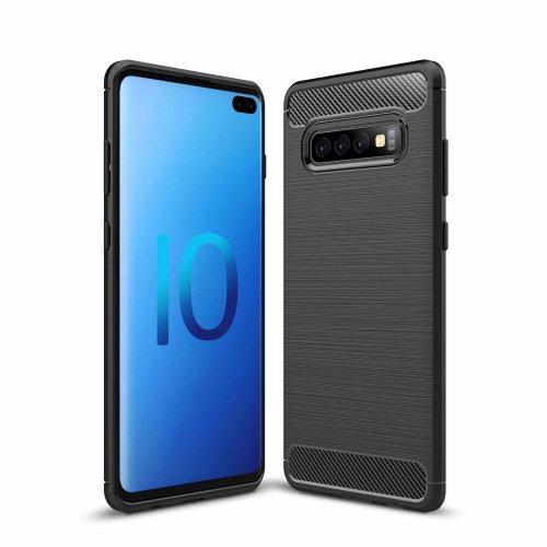 Carbon Case Flexible Samsung Galaxy S10 Plus hátlap, tok, fekete