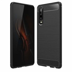 Carbon Case Flexible Huawei P30 hátlap, tok, fekete