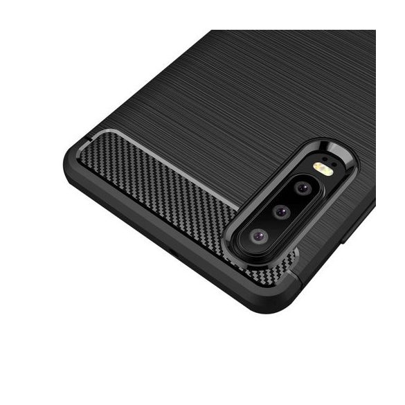 Carbon Case Flexible Huawei P30 hátlap, tok, fekete