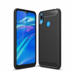 Carbon Case Flexible Huawei Y6 (2019) hátlap, tok, fekete