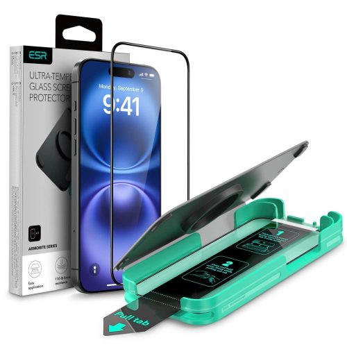 ESR Armorite tempered glass iPhone 16 Plus - with tok, fekete Frame