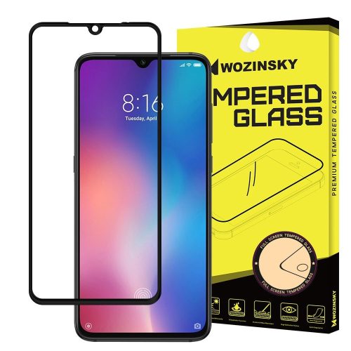 Wozinsky Xiaomi Mi 9 Glass Screen 5D Full Glue teljes kijelzős edzett üvegfólia (tempered glass), 9H keménységű, tokbarát, fekete