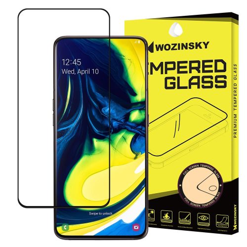 Wozinsky Glass Screen 5D Full Glue Samsung Galaxy A80 teljes kijelzős edzett üvegfólia, 9H keménységű, tokbarát, fekete